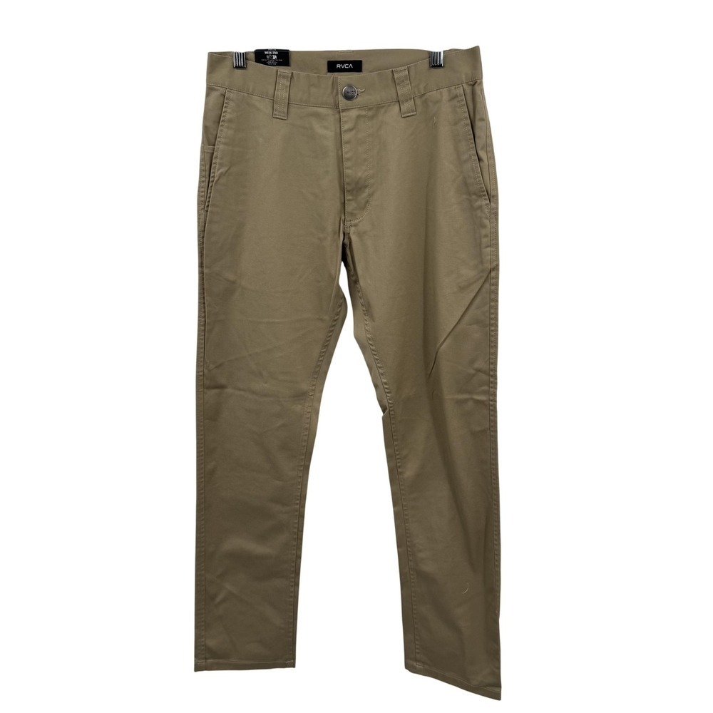 RVCA Mens Week-End Stretch‎ Pant 29x30 Khaki Straight Chino Stretch Work Casual